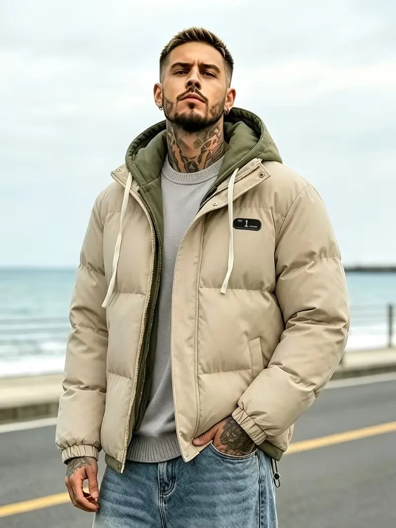 Oversized puffer jacket met capuchon