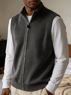 Knit vest met mock neckline