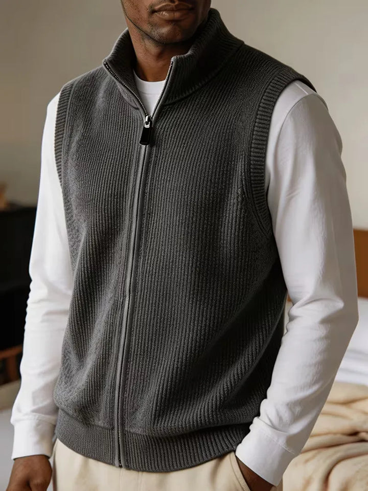 Knit vest met mock neckline