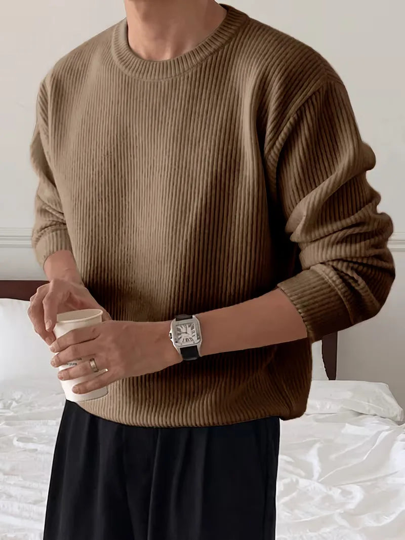 Trui met ribbelstructuur en crew neckline