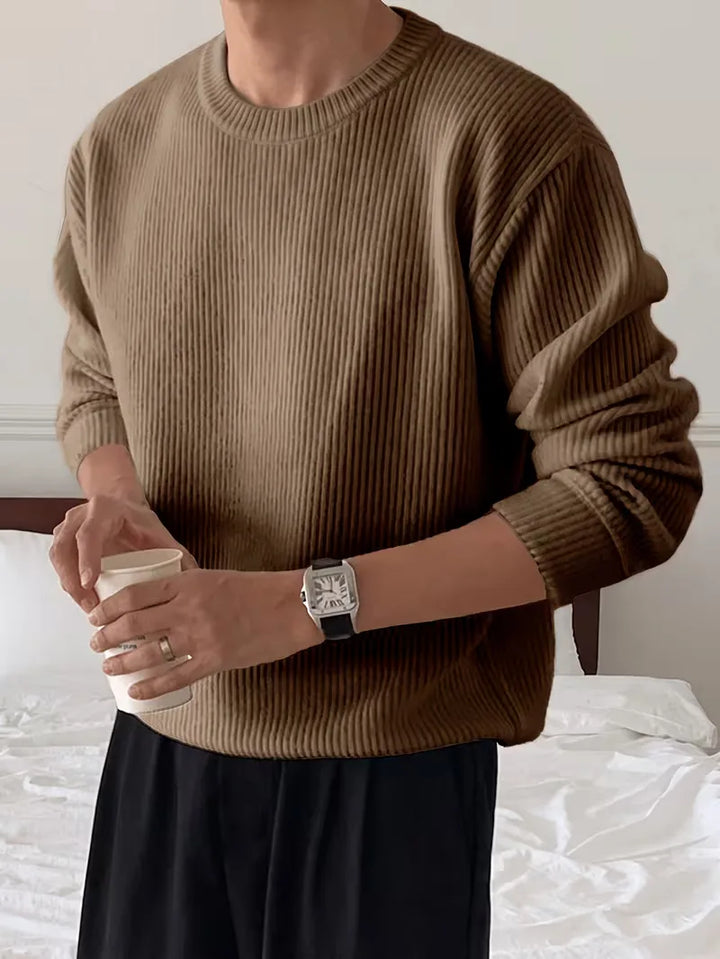 Trui met ribbelstructuur en crew neckline