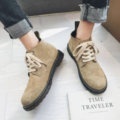 Veterschoenen boots met suède afwerking