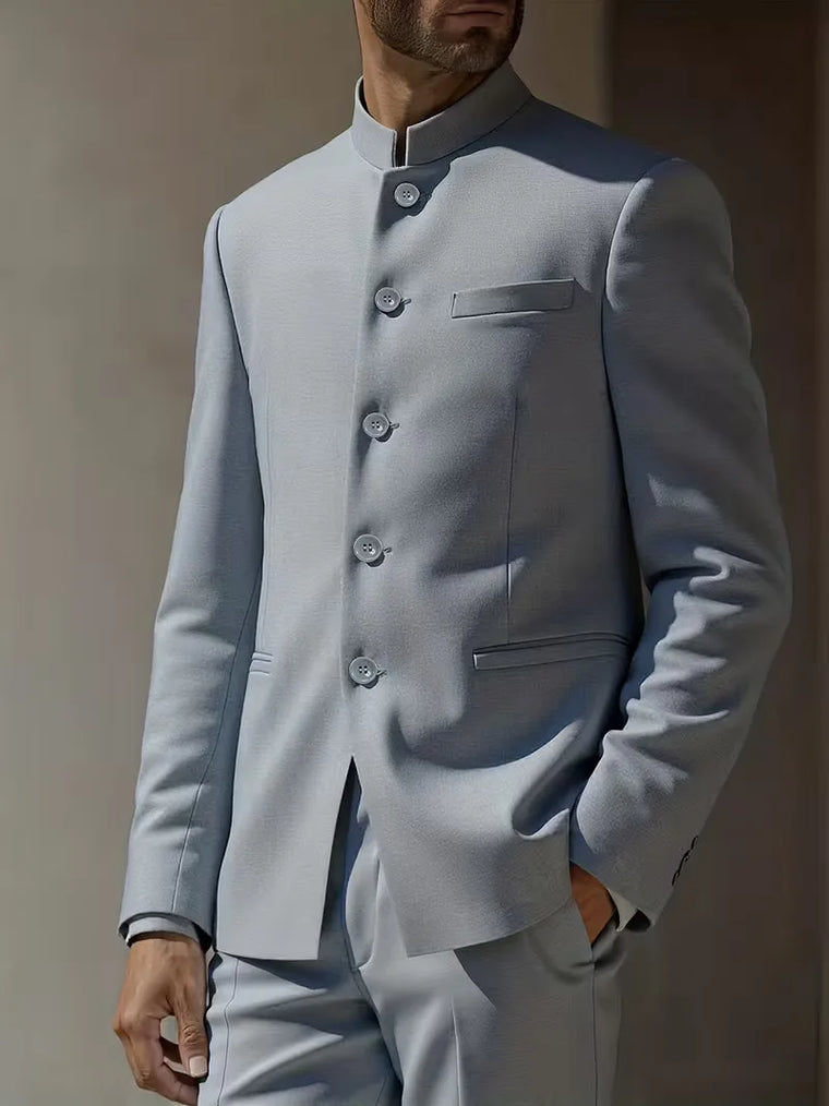 Blazer slim fit met mandarin collar