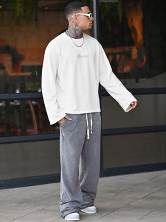 Oversized longsleeve met graphic slogan