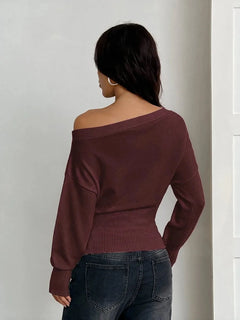 Oversized trui met asymmetrische hals
