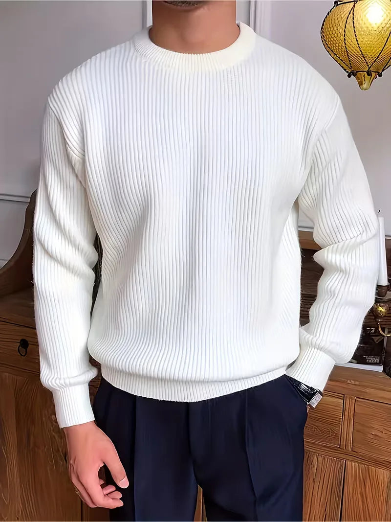 Trui met ribbelstructuur en crew neckline