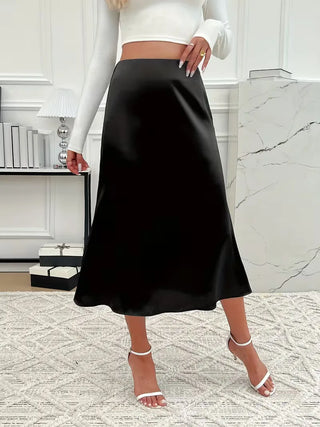 Satijnen rok met hoge taille