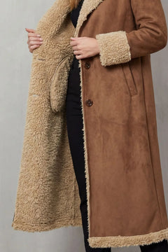 Lange winterjas met shearling