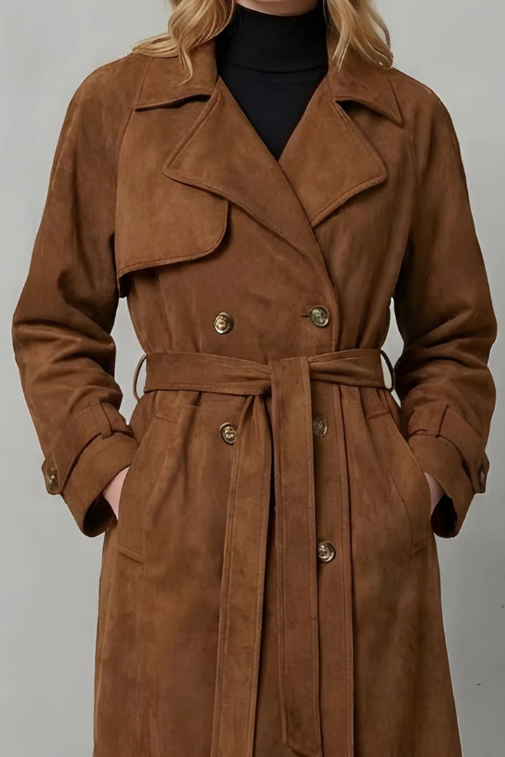 Suede trenchcoat met ceintuur