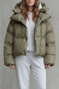 Cropped puffer jacket met capuchon