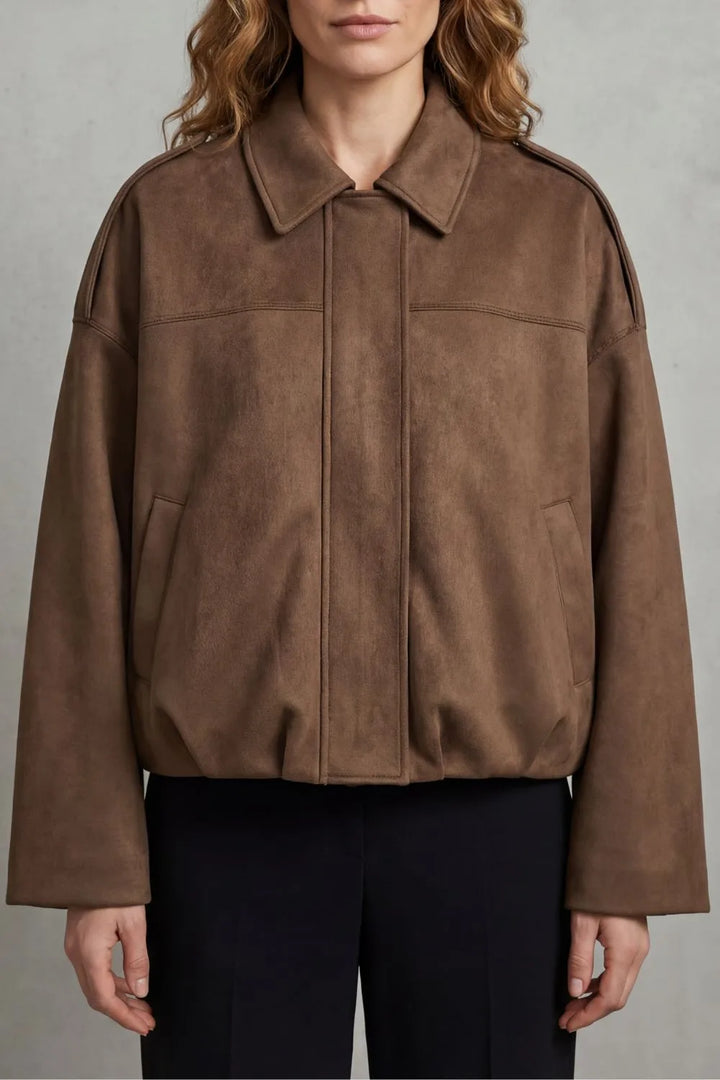 Oversized bomberjack met mandarin kraag