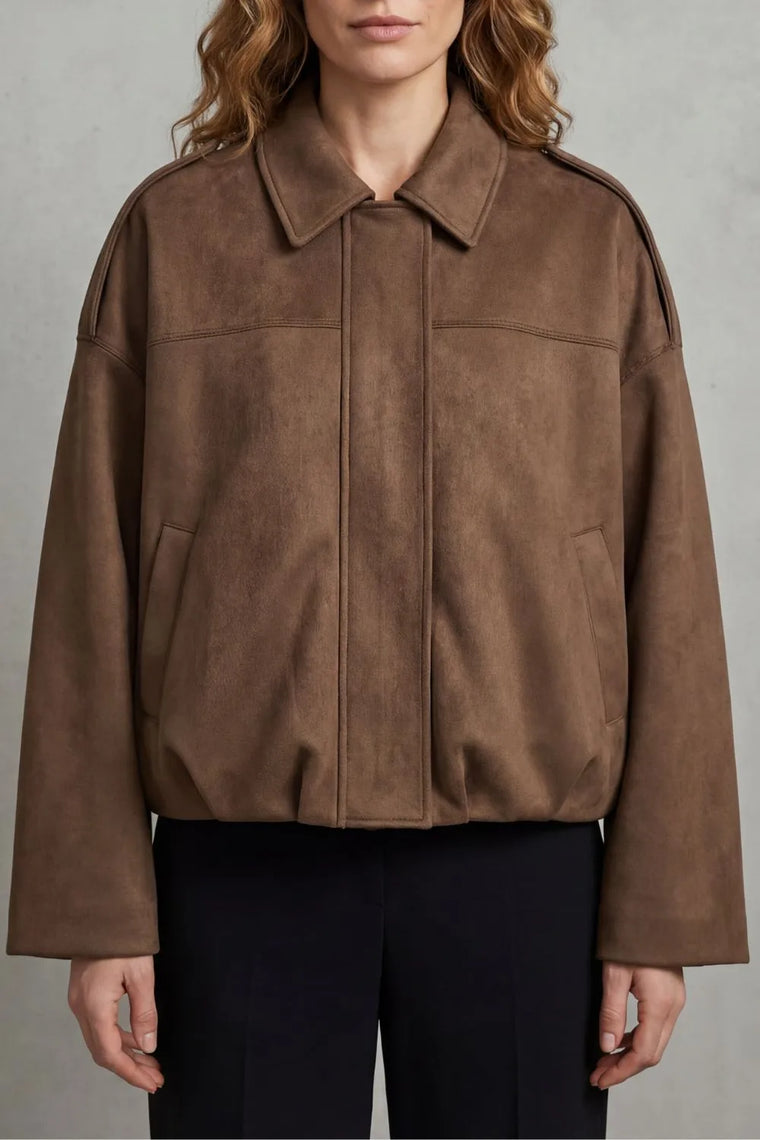 Oversized bomberjack met mandarin kraag