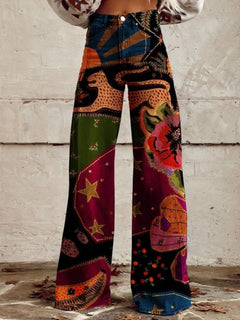 Wijde broek met kleurrijke print