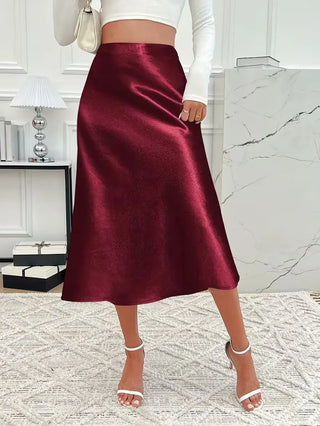 Satijnen rok met hoge taille