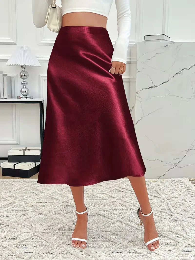 Satijnen rok met hoge taille