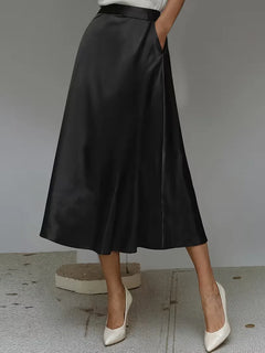 Satijnen rok met hoge taille