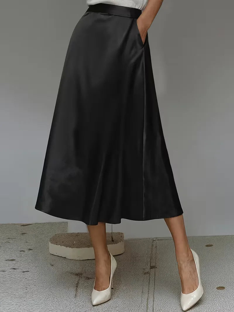 Satijnen rok met hoge taille