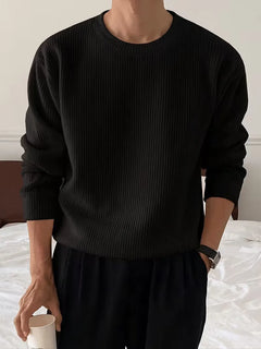 Trui met ribbelstructuur en crew neckline