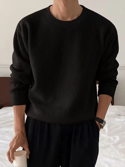 Trui met ribbelstructuur en crew neckline