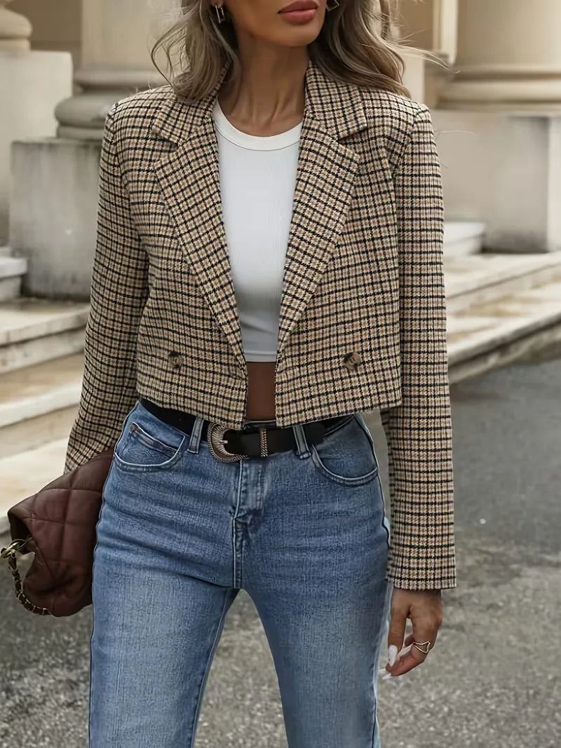 Plaid blazer met lange mouwen