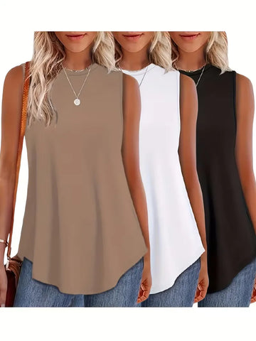 Tanktop loose fit met ronde hals