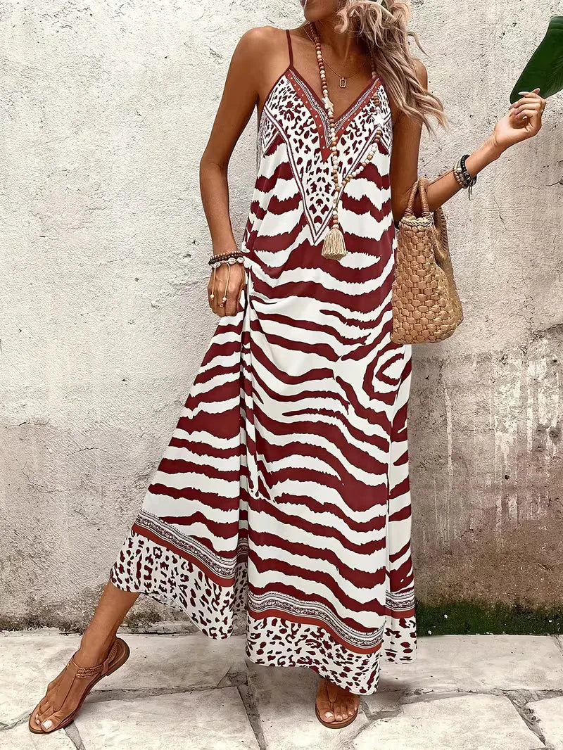 Maxi jurk met leopard print