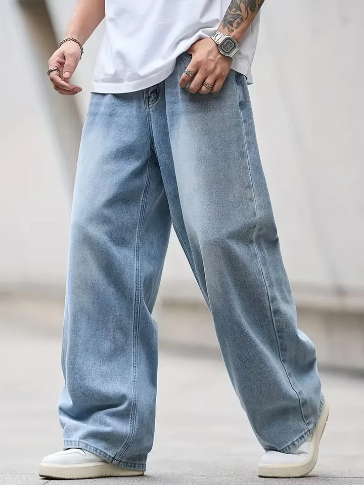 Loose fit jeans met wide leg