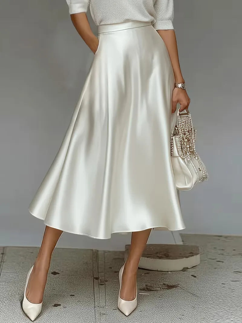 Satijnen rok met hoge taille