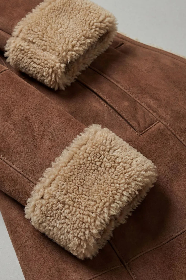 Lange winterjas met shearling