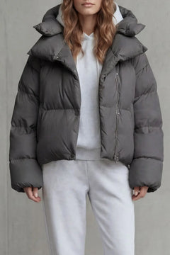 Cropped puffer jacket met capuchon