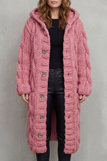 Oversized kabel gebreide cardigan
