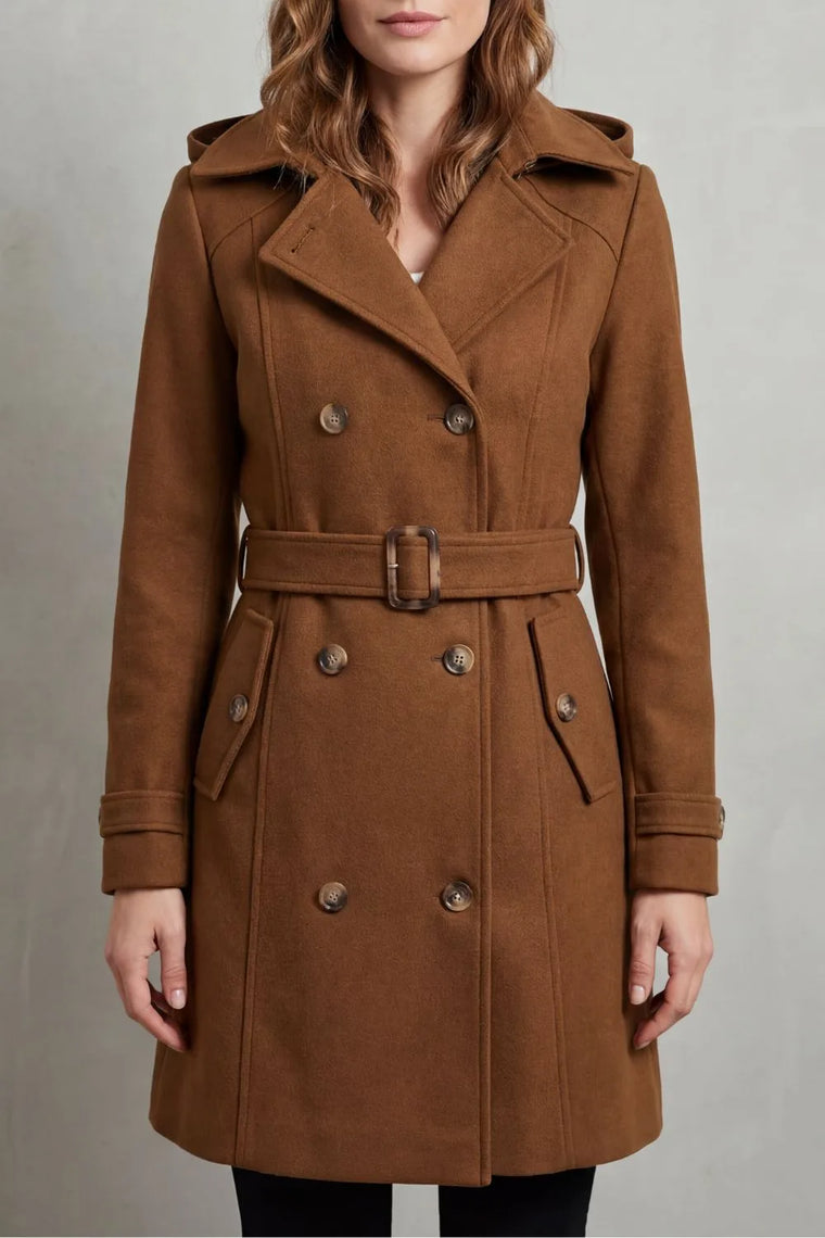 Hooded trenchcoat met ceintuur