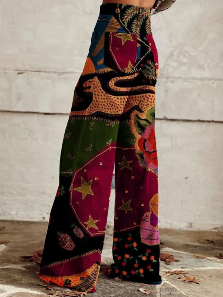 Wijde broek met kleurrijke print