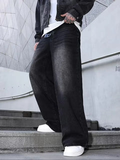 Loose fit jeans met brede pijpen