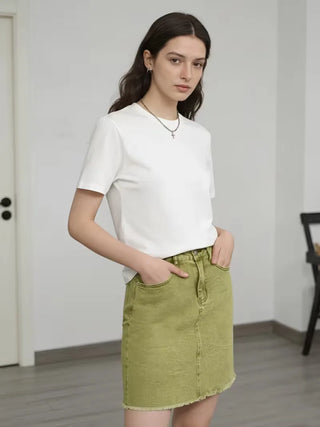 Denim rok met hoge taille