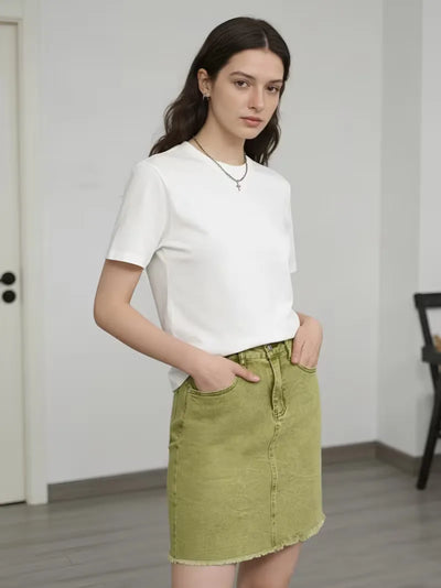 Denim rok met hoge taille