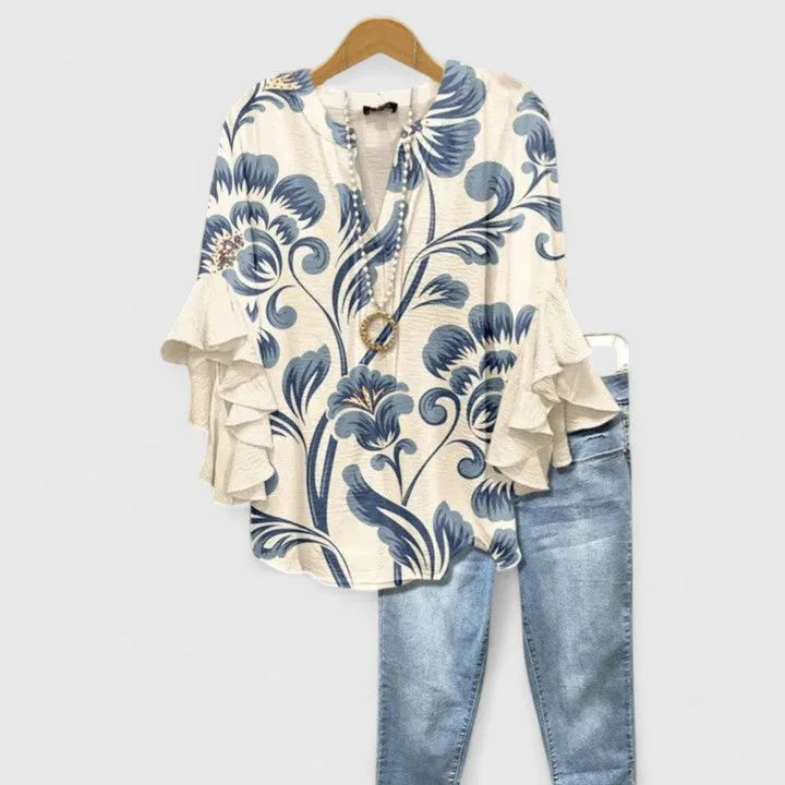 Blouse met bloemenprint en ruffled mouwen