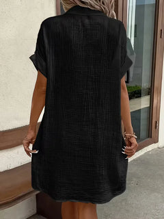 Overhemdjurk met V-neck en korte mouwen