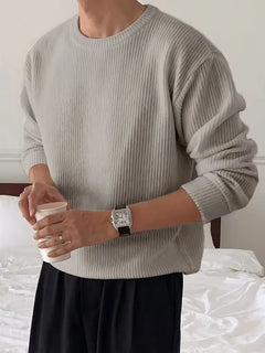 Trui met ribbelstructuur en crew neckline