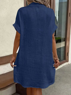 Overhemdjurk met V-neck en korte mouwen