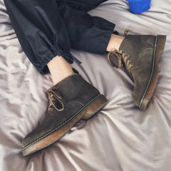 Veterschoenen boots met suède afwerking