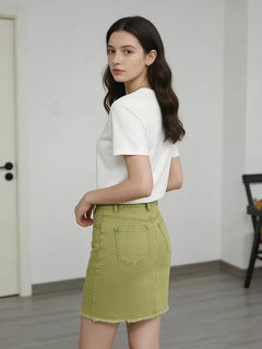 Denim rok met hoge taille