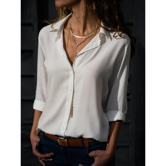 Stijlvolle Dames Blouse - Lange Mouwen en Knoopsluiting