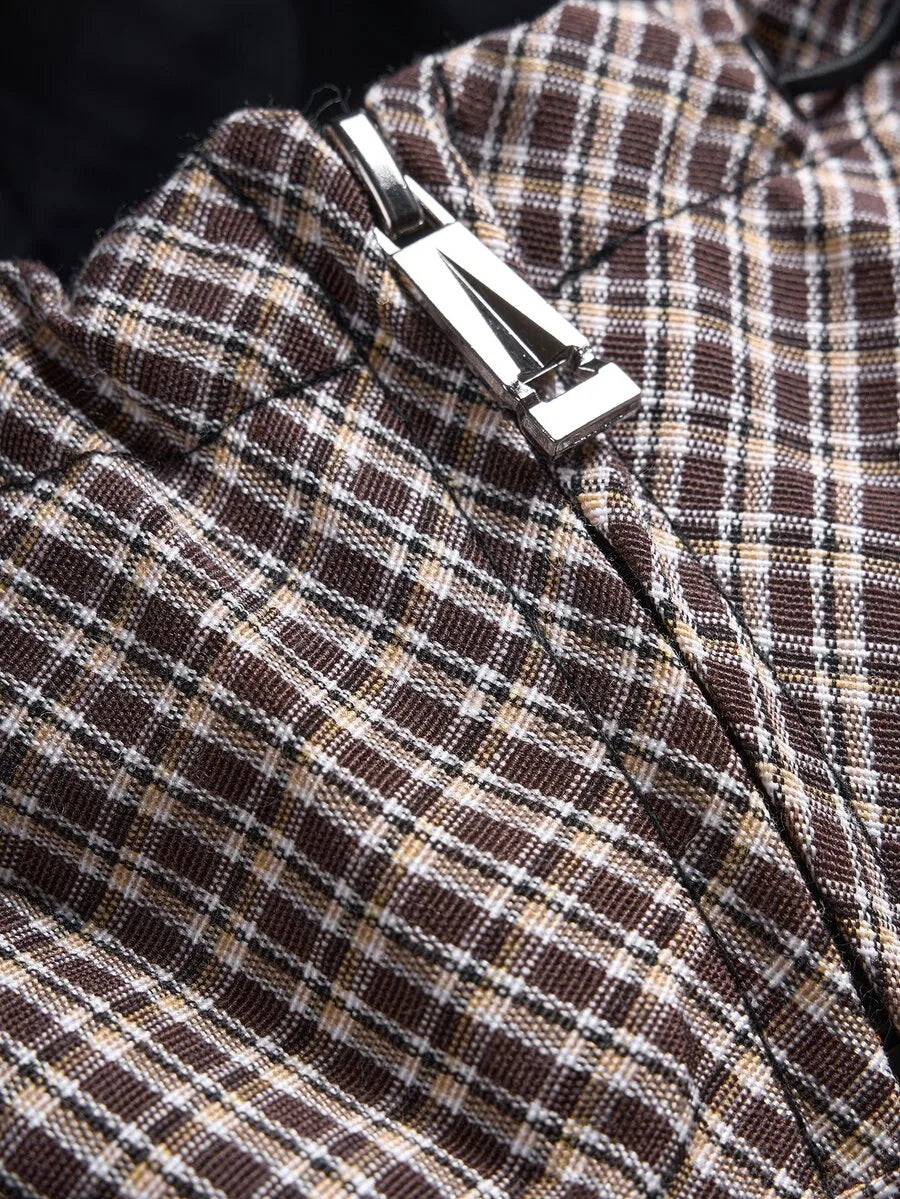 Oversized parka met plaid patroon