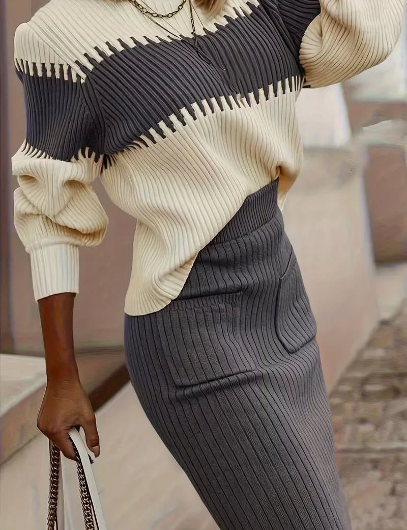 Tweedelige set met ribbed textuur