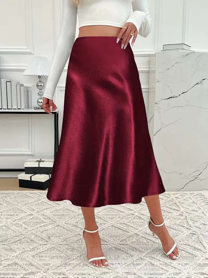Satijnen rok met hoge taille