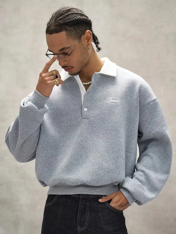 Oversized sweatshirt met polo kraag