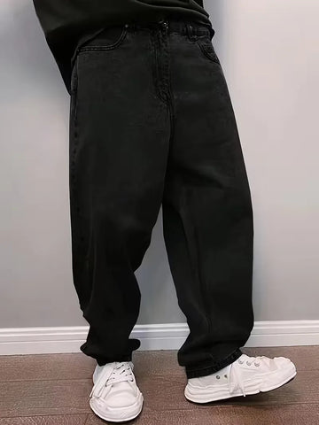 Loose fit jeans met mid-rise