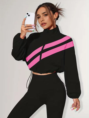 Track jacket met elastische manchetten
