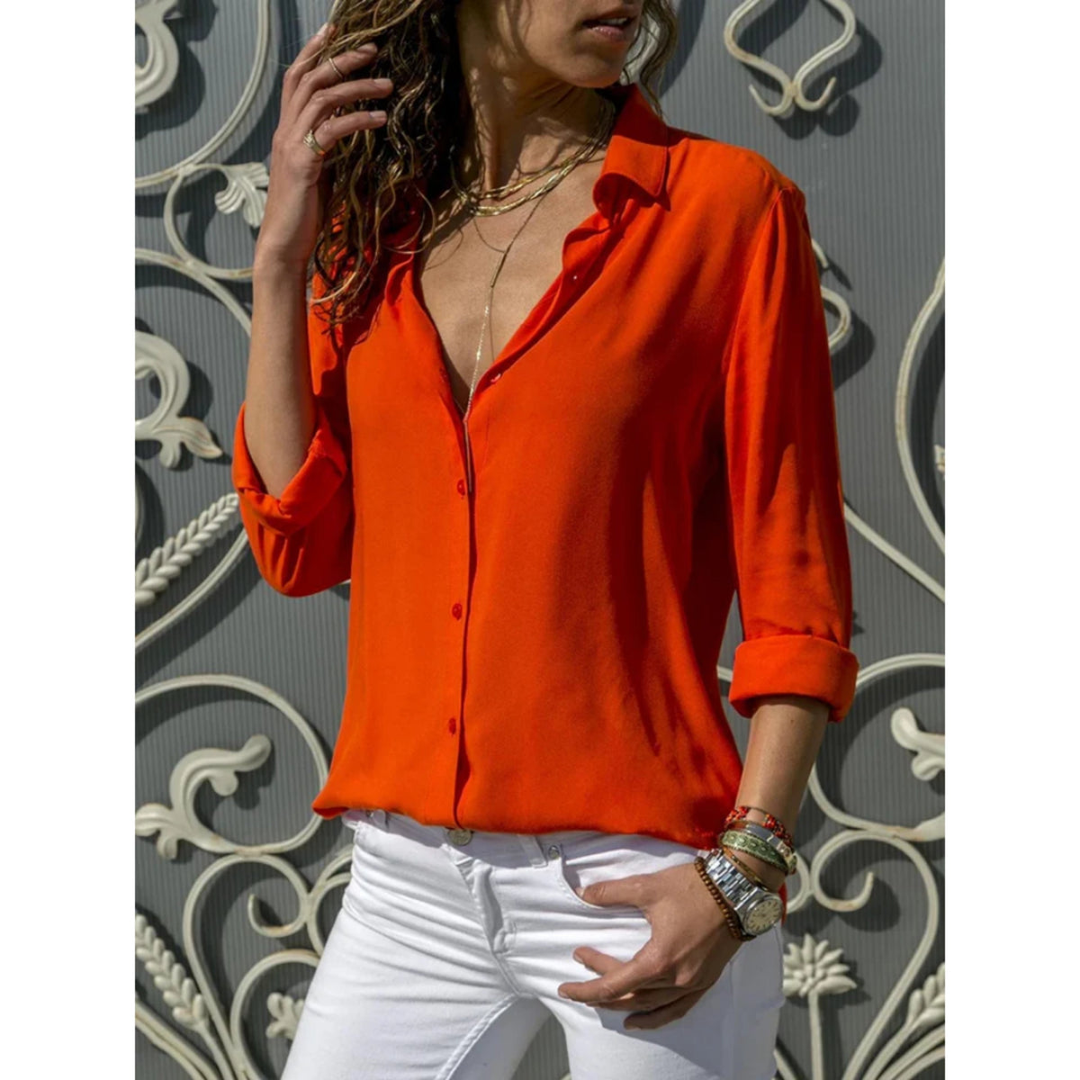 Stijlvolle Dames Blouse - Lange Mouwen en Knoopsluiting
